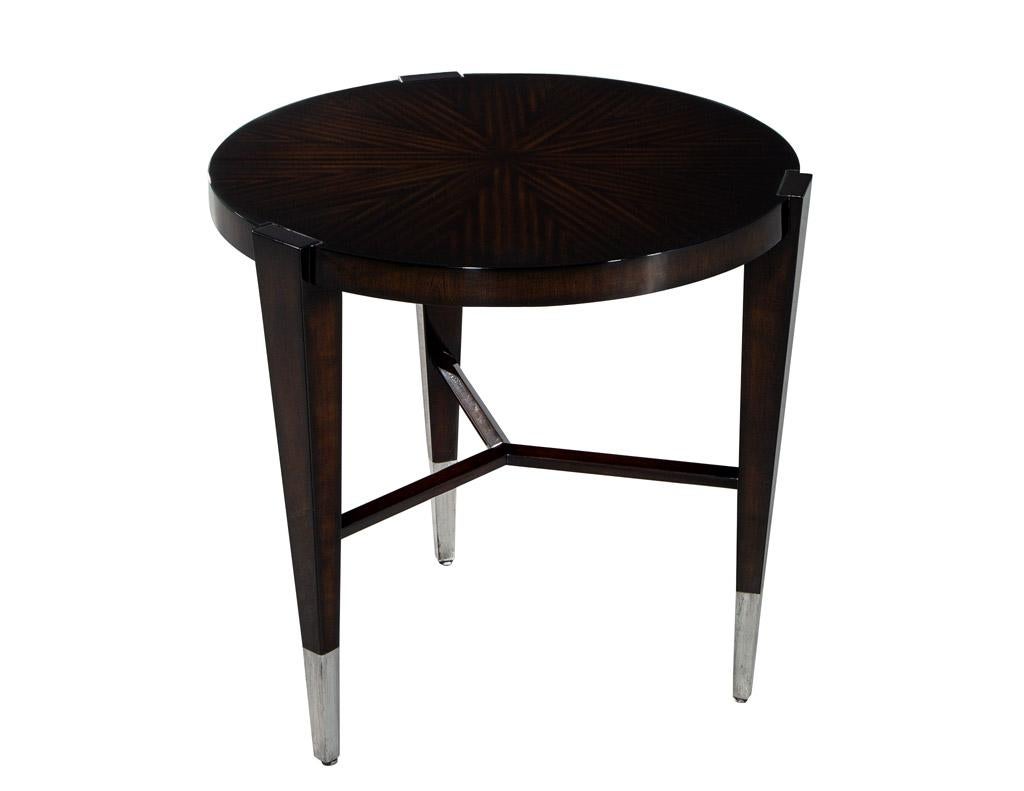 Pair of Modern Round Macassar Accent Tables For Sale 1
