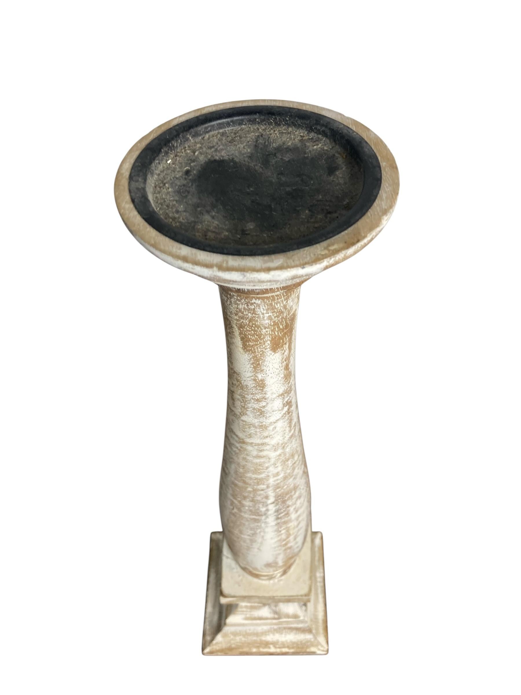 Pair of Modern Rustic Shabby Chic Candle Holders From Belgium Dry Scraped In Good Condition For Sale In Bishop's Stortford, GB