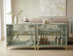 Pair of Modern Sage Green Display End Tables by Milo Baughman for Thayer Coggin