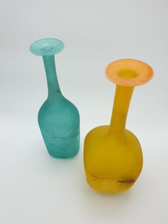 Pair of Modern "Scavo" Murano Glass Bottles by Cenedese, 1990s