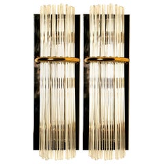 Pair of Modern Sciolari Glass Rod Sconces by Sciolari for Lightolier, 1970