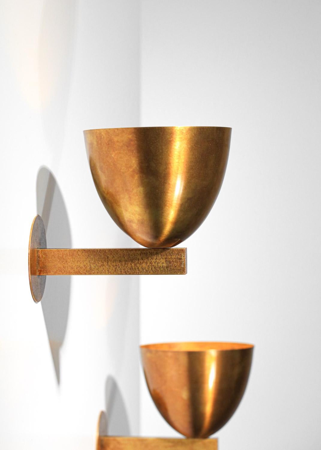 Danke studio modern sconces patinated solid brass contemporary design For Sale 2