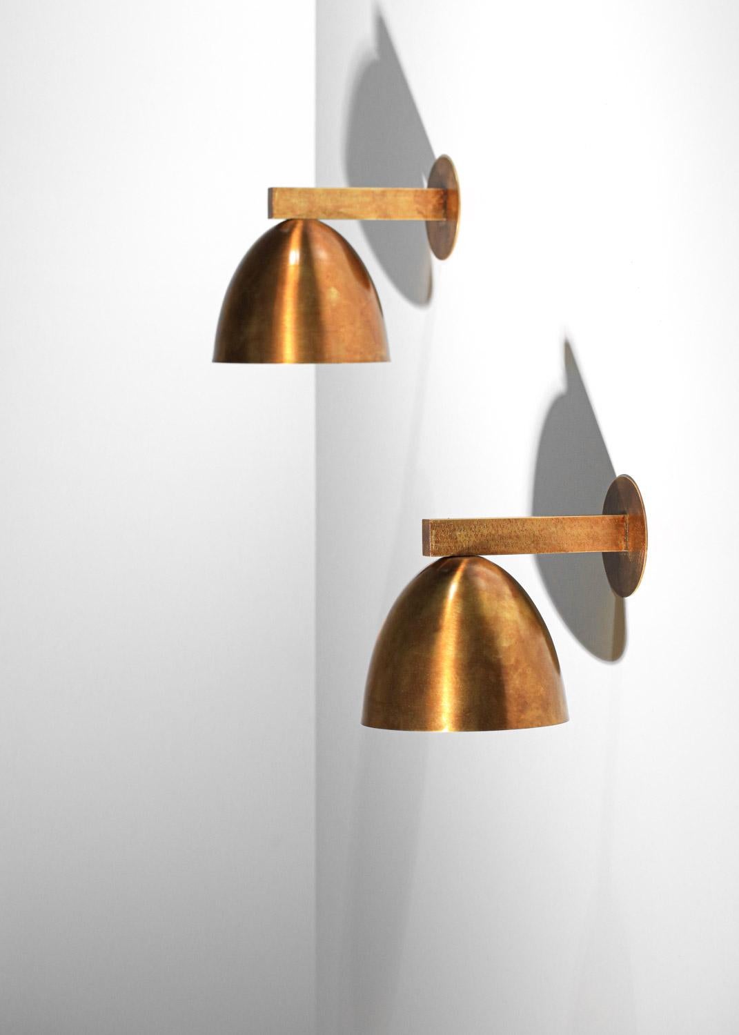 Danke studio modern sconces patinated solid brass contemporary design For Sale 3