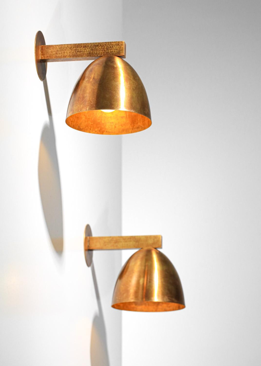 Danke studio modern sconces patinated solid brass contemporary design For Sale 8