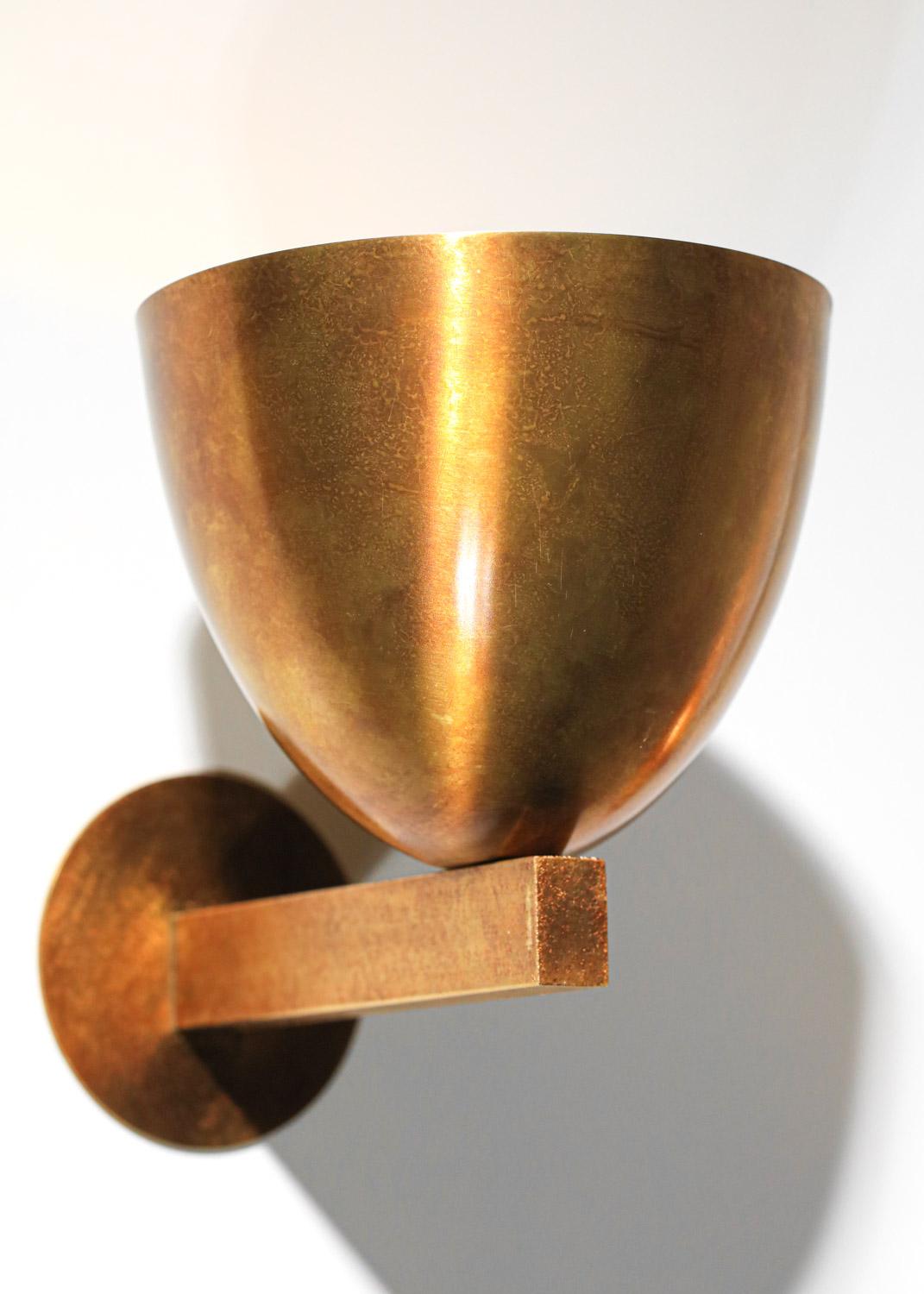Hand-Crafted Danke studio modern sconces patinated solid brass contemporary design For Sale