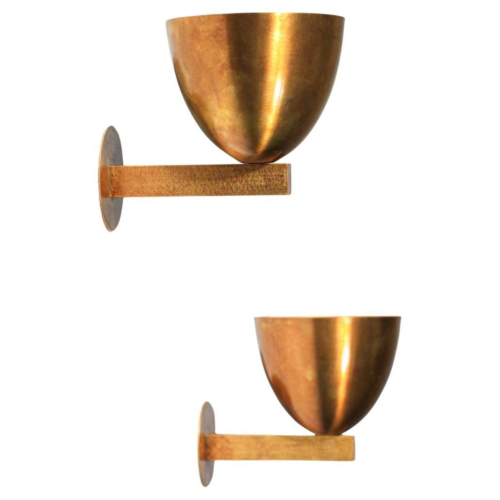 Danke studio modern sconces patinated solid brass contemporary design For Sale