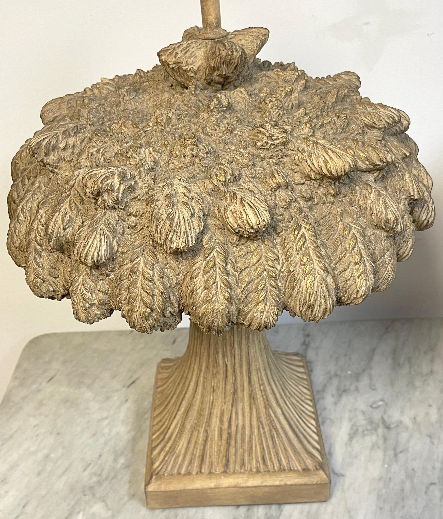 Pair of Modern Sculpted Terracotta Sheaf of Wheat Lamps, Austin Productions 3