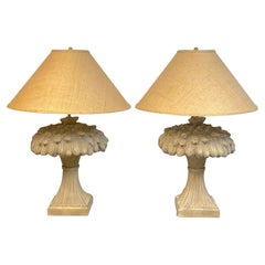 Pair of Modern Sculpted Terracotta Sheaf of Wheat Lamps, Austin Productions