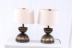 Pair of Modern Sculptural Bronze Table Lamps