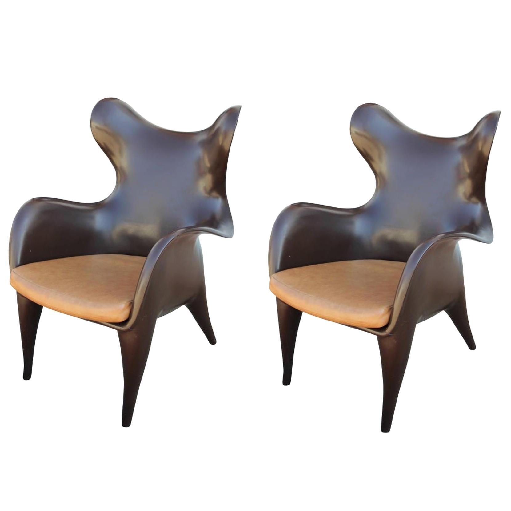 Pair of Modern Sculptural Johnnie Chairs by Jordan Mozer