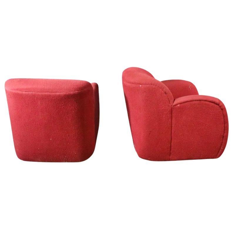 Pair of Modern Sculptural Swivel Chairs in Kagan Style In Good Condition In Locust Valley, NY