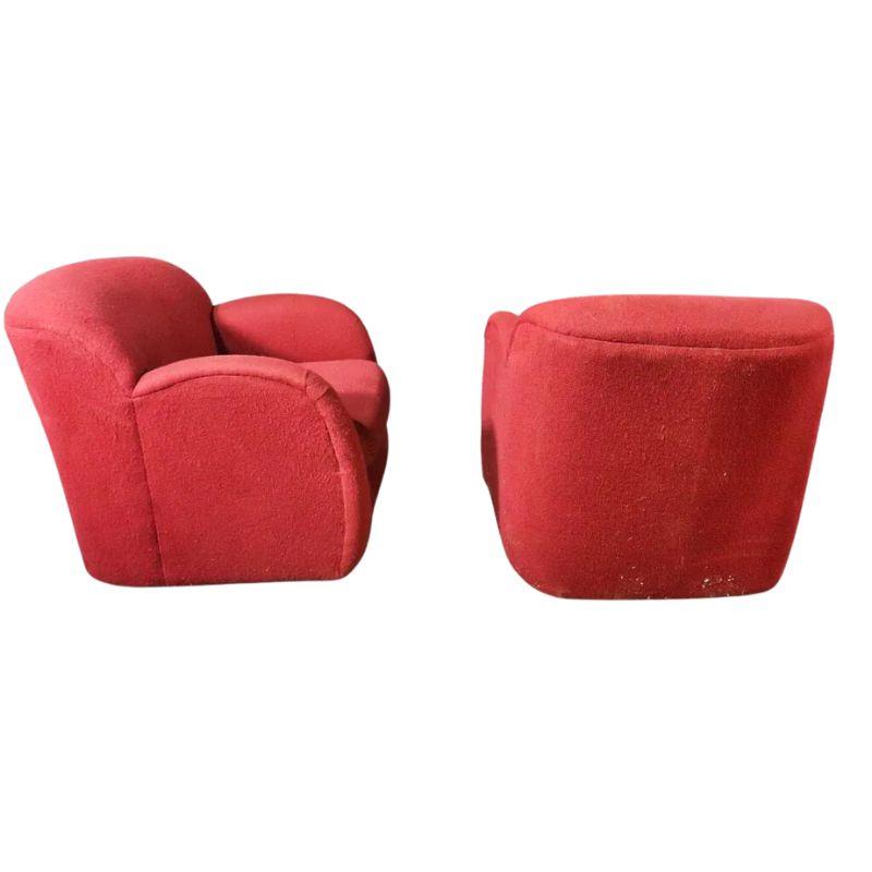 20th Century Pair of Modern Sculptural Swivel Chairs in Kagan Style