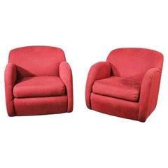 Pair of Modern Sculptural Swivel Chairs in Kagan Style