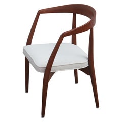 Pair of Modern Sculptural White Velvet Dining Chairs by Lawrence Peabody