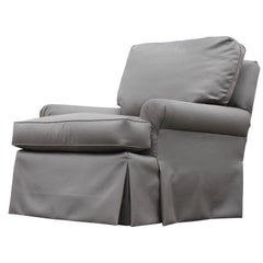 Pair of Modern Silver Grey Custom Rolled Arm Lounge Chairs COM
