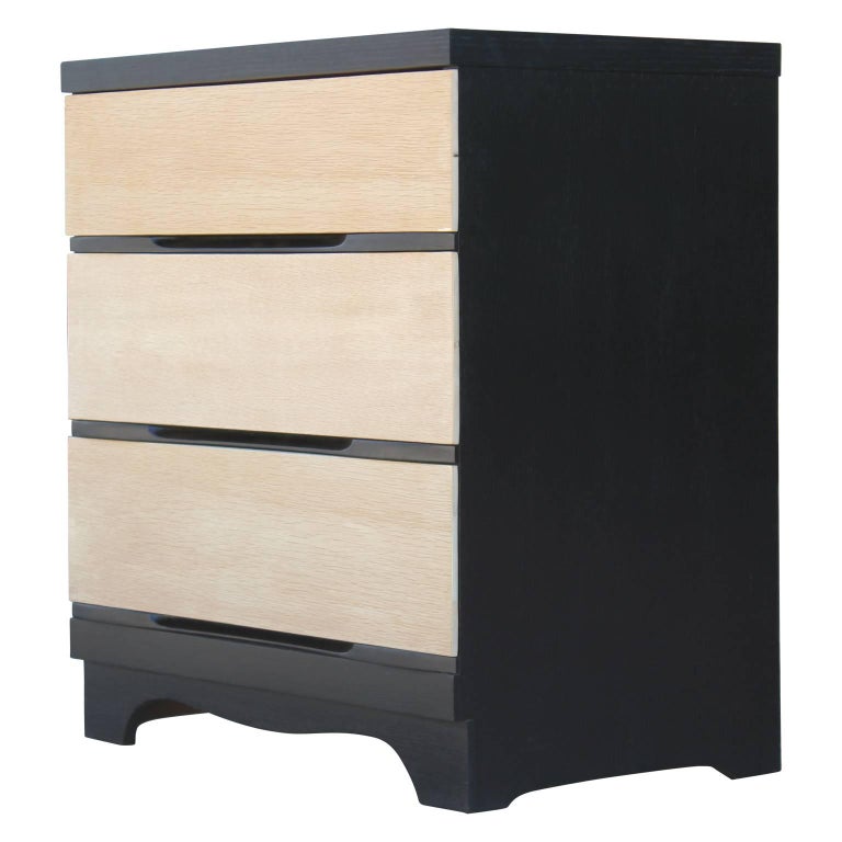 Pair Of Modern Simple Three Drawer Two Tone Bachelor S Chests Or