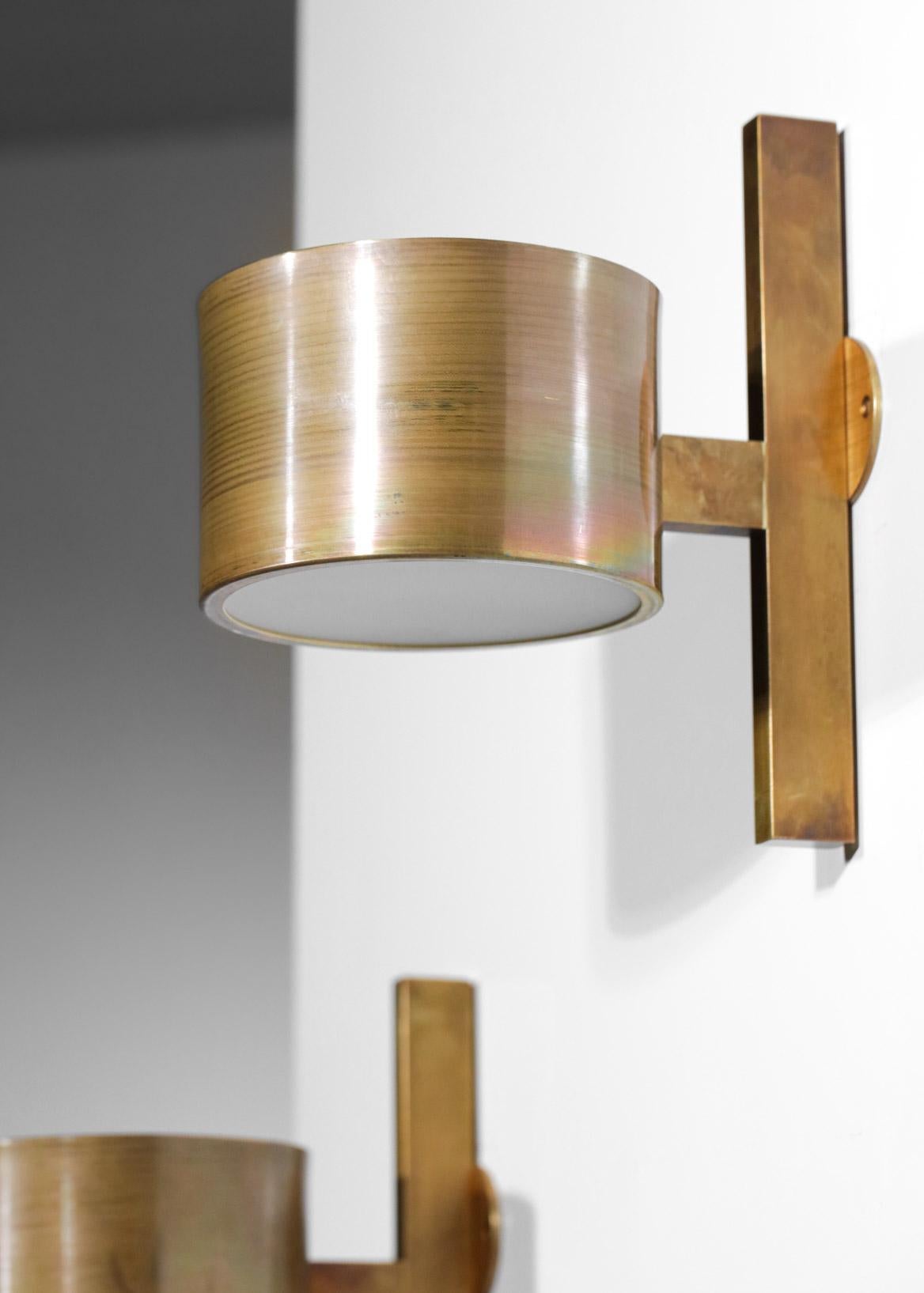 Pair of Modern Solid Brass Sconces in the Style of Hans Agne Jakobsson, EL135 For Sale 5