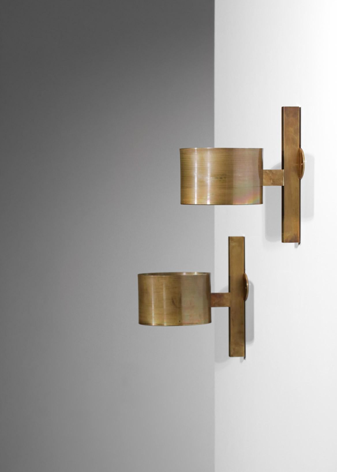 Pair of Modern Solid Brass Sconces in the Style of Hans Agne Jakobsson, EL135 For Sale 7
