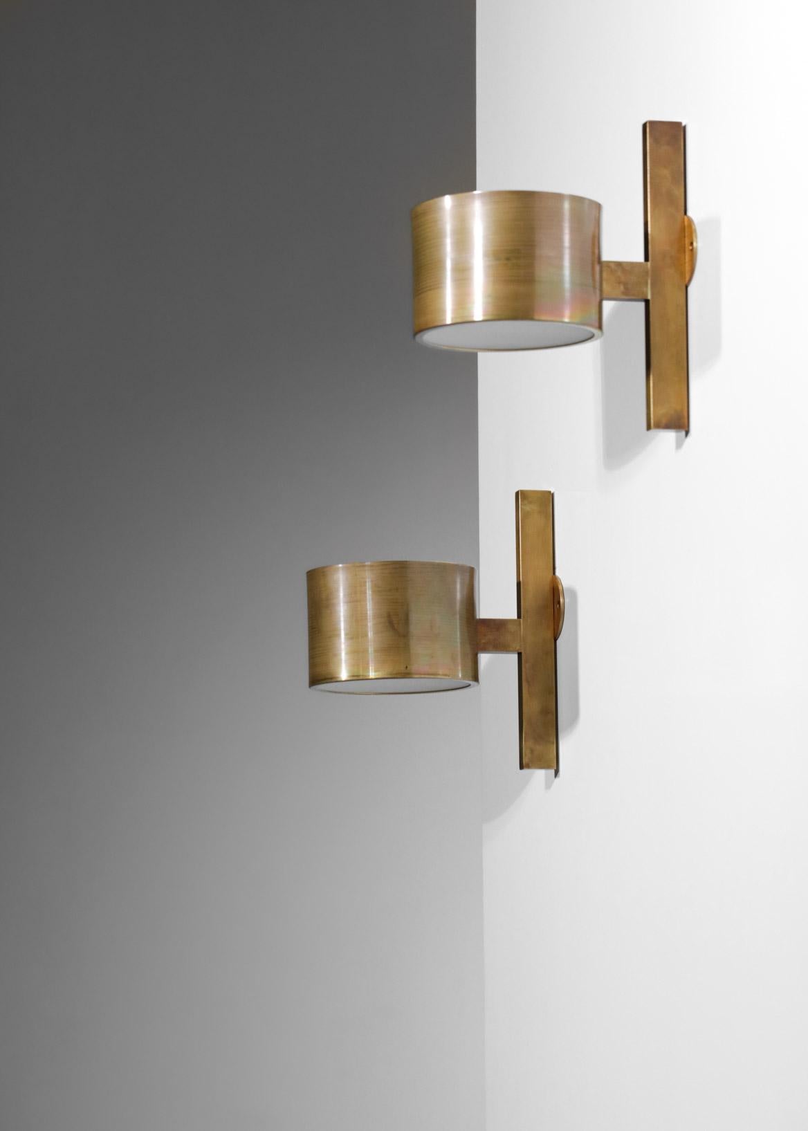 Pair of Modern Solid Brass Sconces in the Style of Hans Agne Jakobsson, EL135 For Sale 8