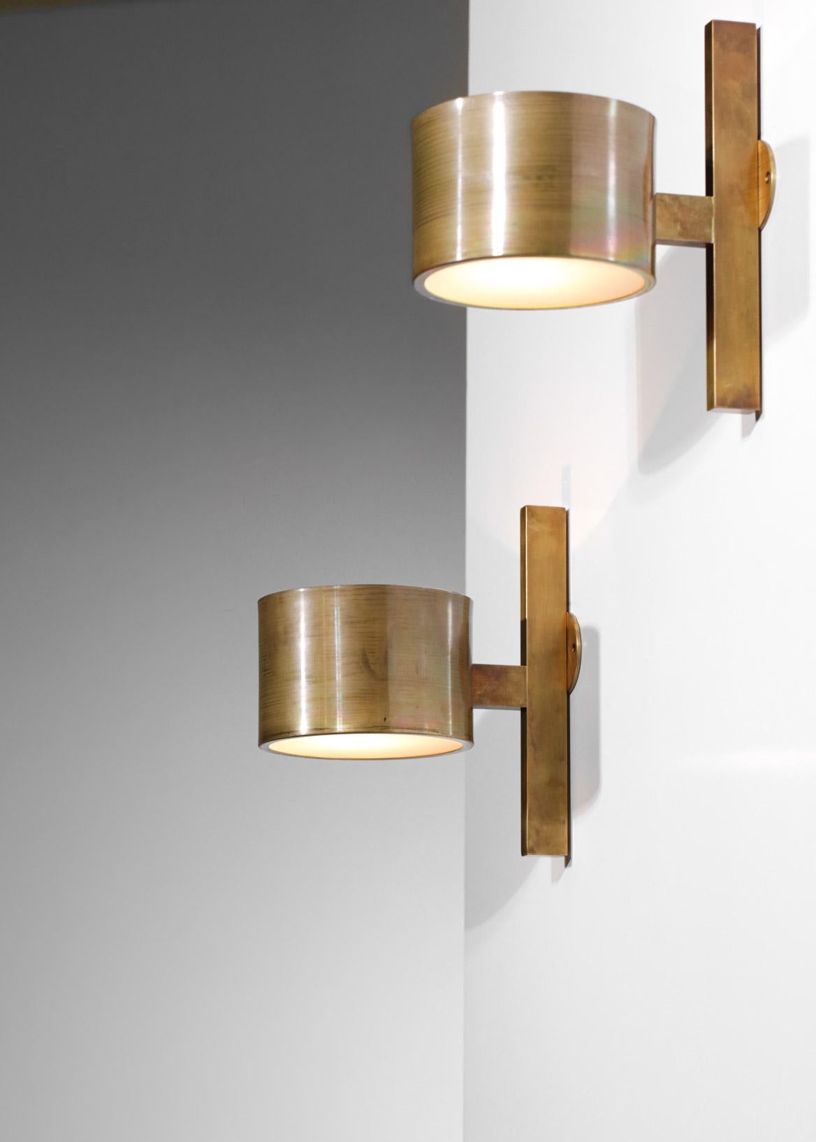 Pair of Modern Solid Brass Sconces in the Style of Hans Agne Jakobsson, EL135 For Sale 1