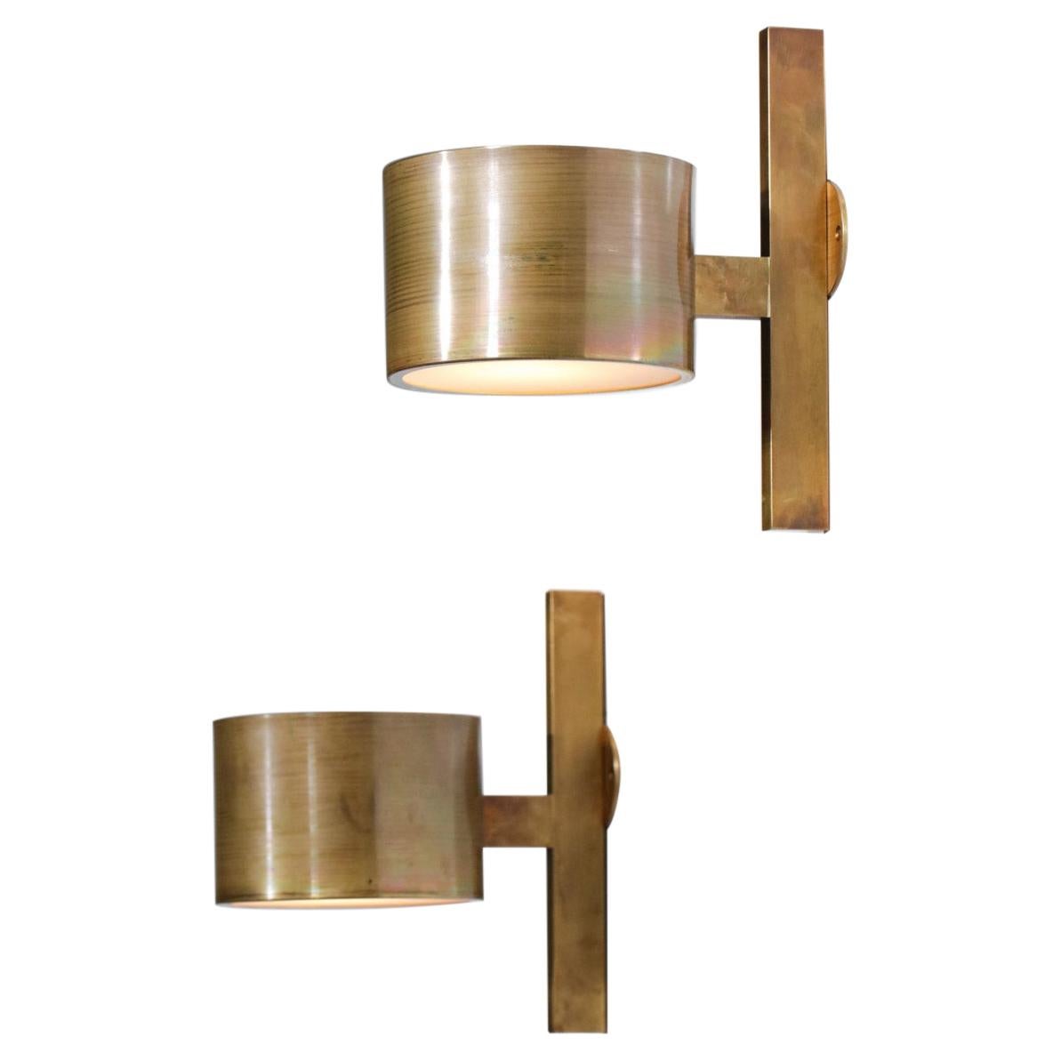 Pair of Modern Solid Brass Sconces in the Style of Hans Agne Jakobsson, EL135 For Sale