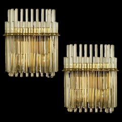 Pair of Modern Square Glass Rod Wall Sconces of Sciolari for Lightoliers