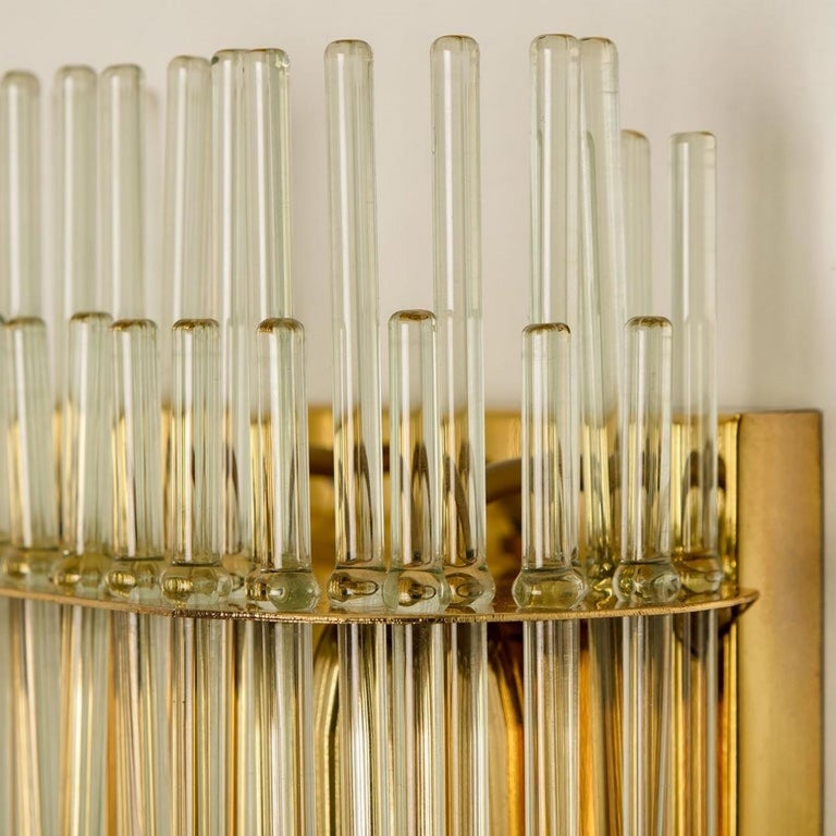 Pair of Modern Square Glass Rod Wall Sconces of Sciolari for