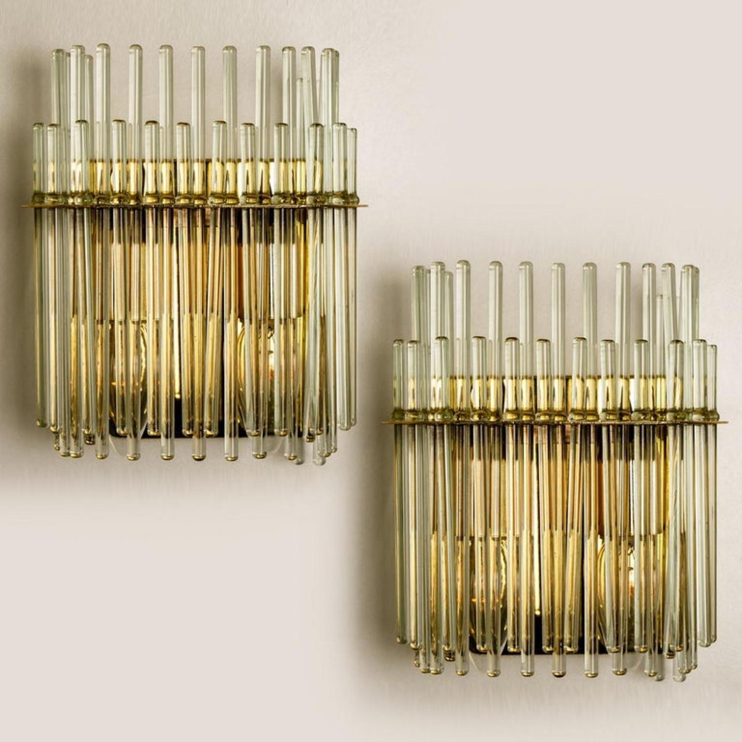 Pair of Modern Square Glass Rod Wall Sconces of Sciolari for Lightoliers For Sale 1