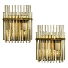 Pair of Modern Square Glass Rod Wall Sconces of Sciolari for Lightoliers