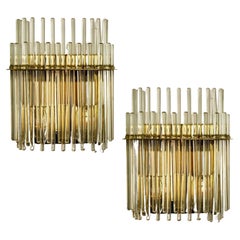 Pair of Modern Square Glass Rod Wall Sconces of Sciolari for Lightoliers