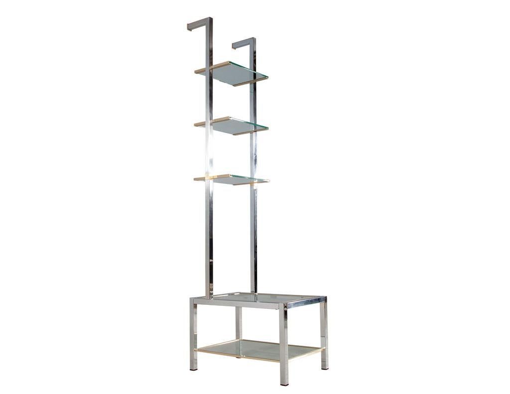 Pair of Modern Stainless Steel and Brass Bookshelf Stands Italy, 1970's For Sale 2