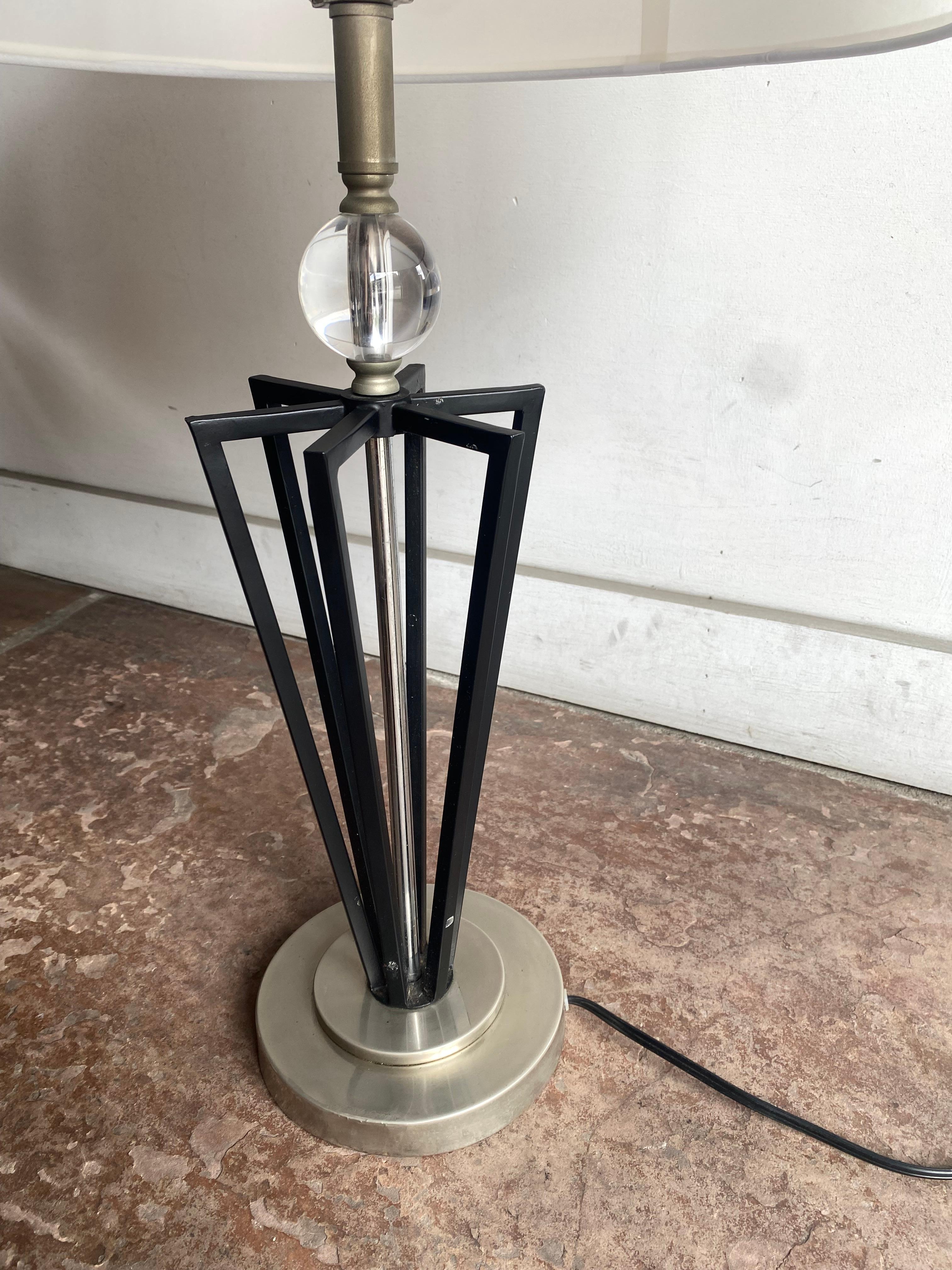 Late 20th Century Pair of Modern Steel Geometric Lamps For Sale