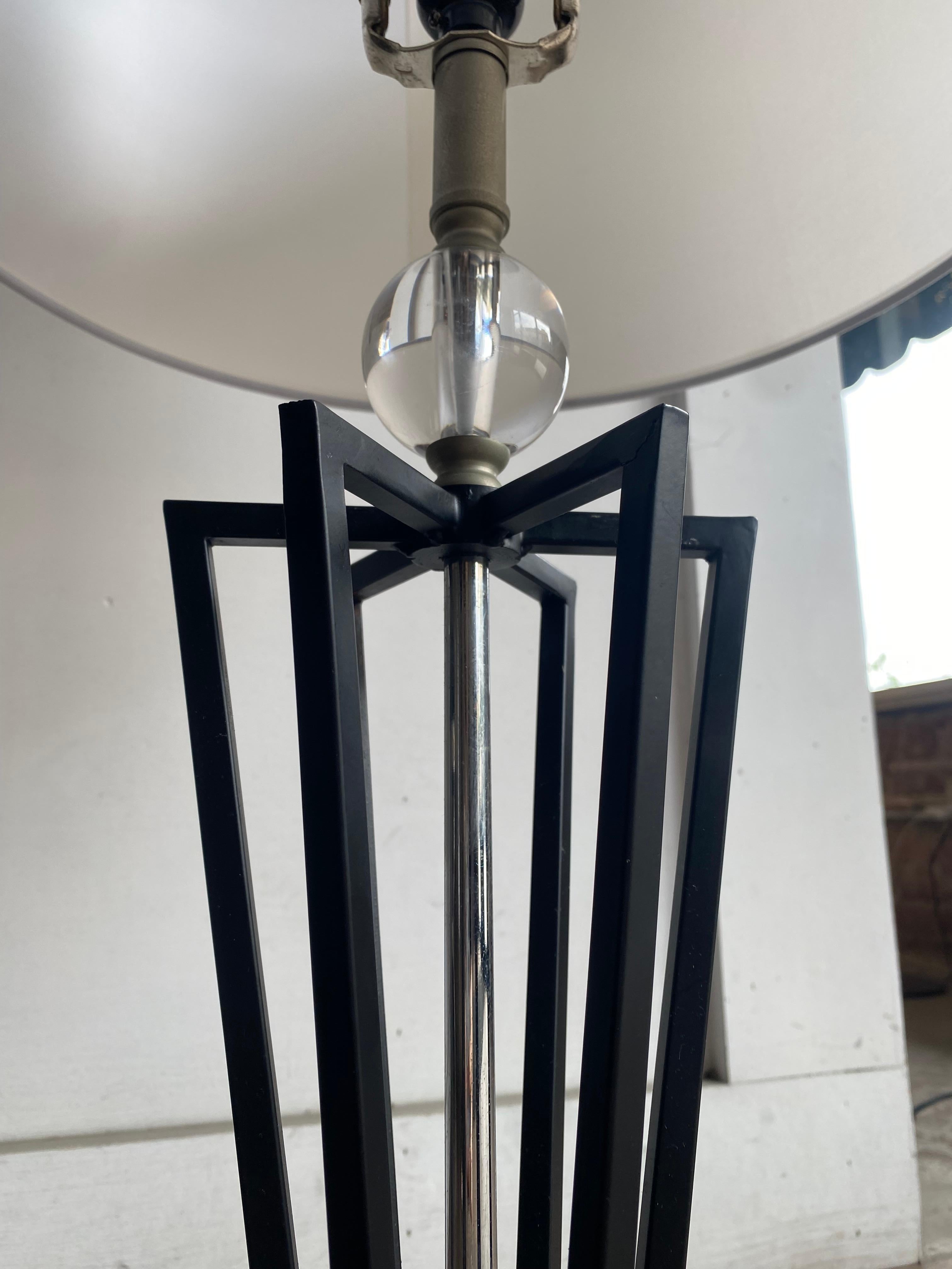 Pair of Modern Steel Geometric Lamps For Sale 1