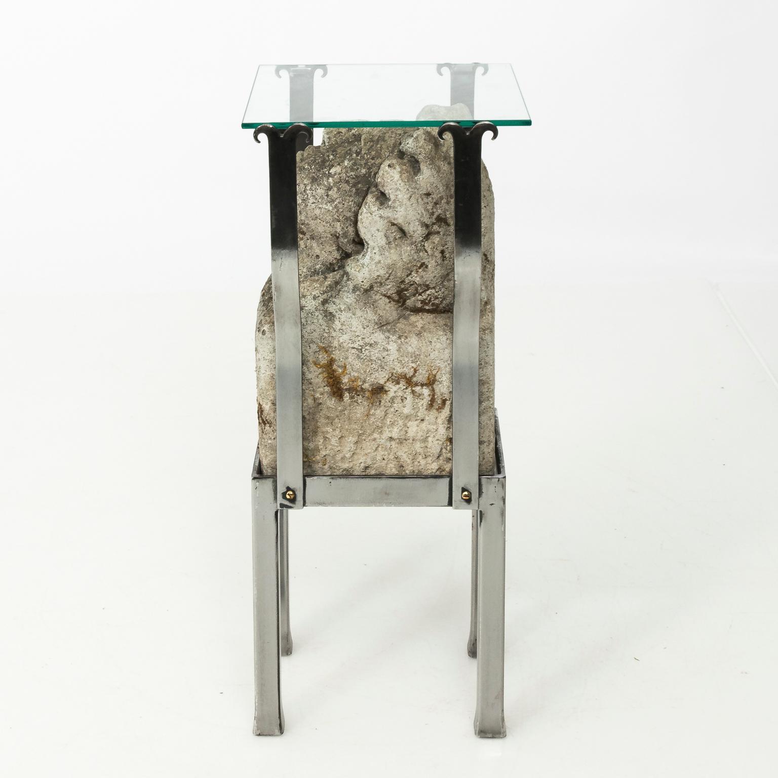 Pair of Modern Stone and Glass Side Tables For Sale 5