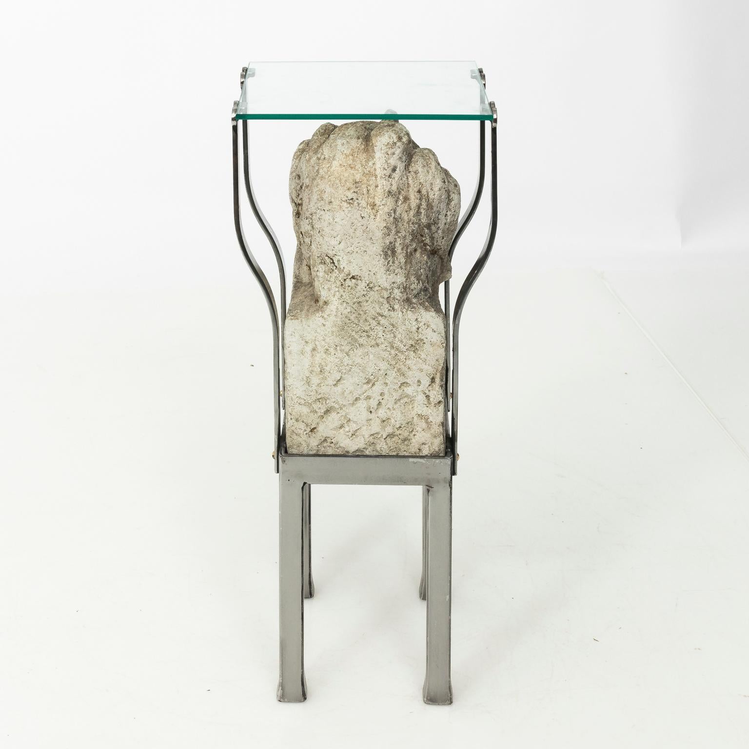 Pair of Modern Stone and Glass Side Tables For Sale 4