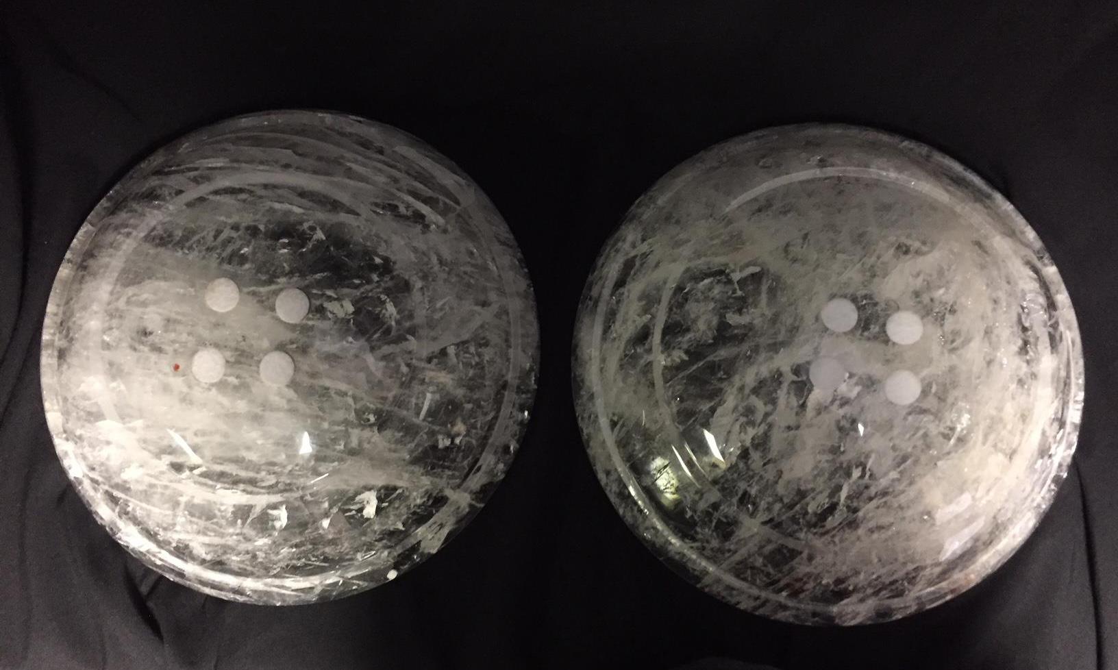 Pair of Modern Style Hand Carved Rock Crystal Bowls For Sale 4