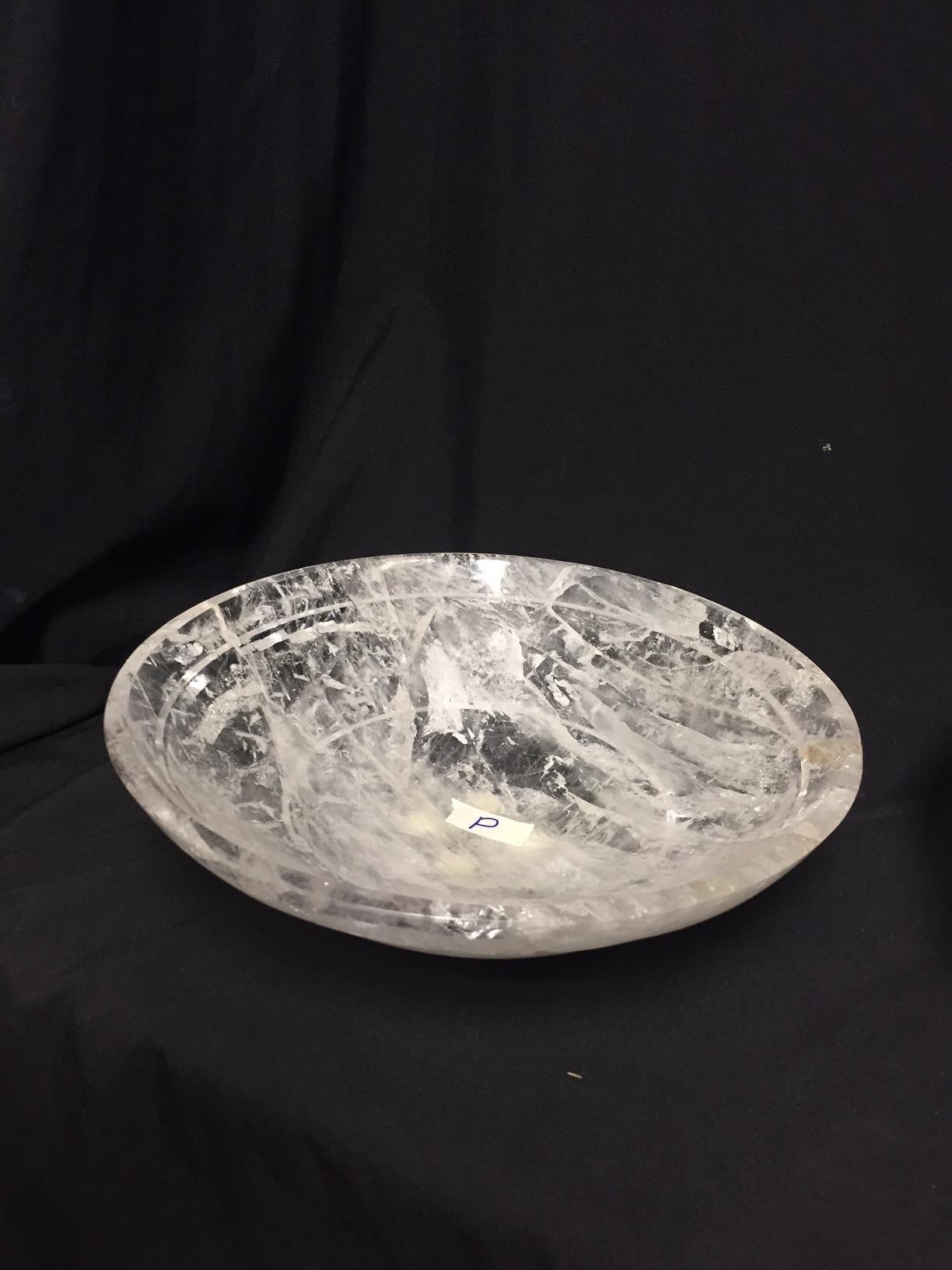 Pair of Modern Style Hand Carved Rock Crystal Bowls In Excellent Condition For Sale In Cypress, CA