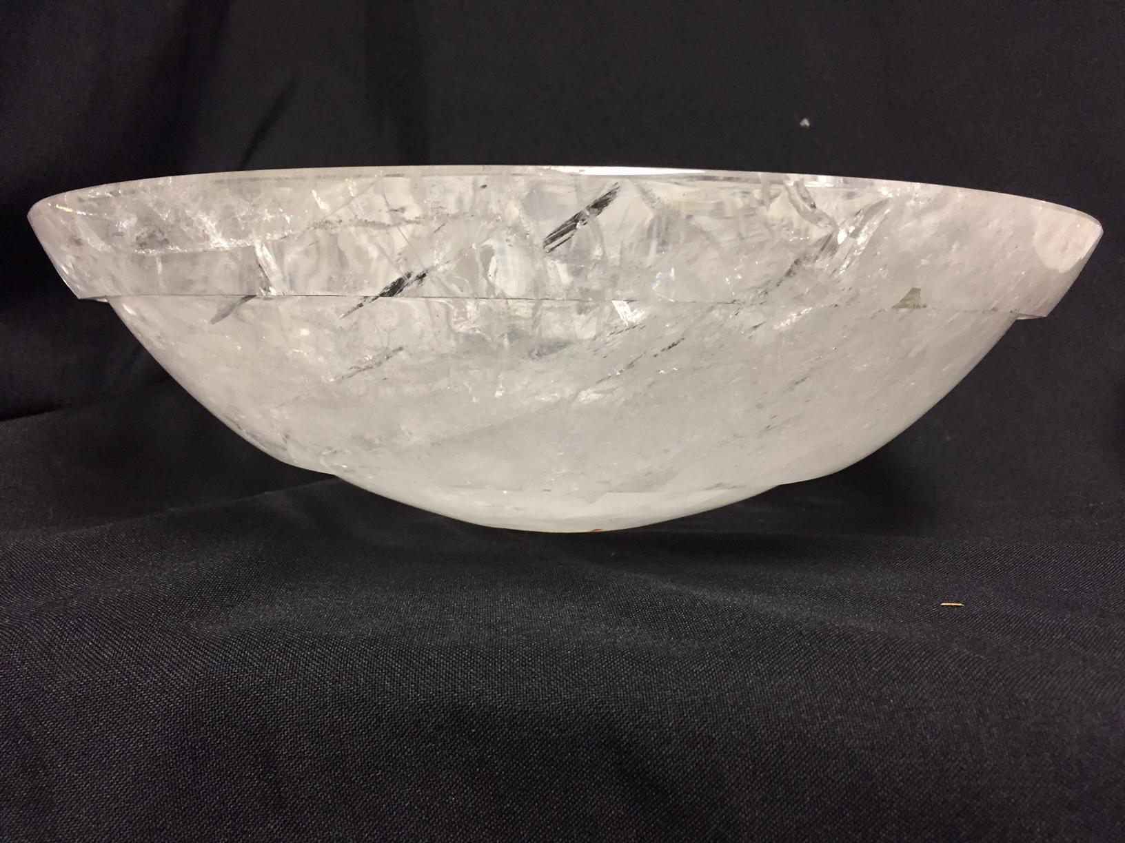 20th Century Pair of Modern Style Hand Carved Rock Crystal Bowls For Sale