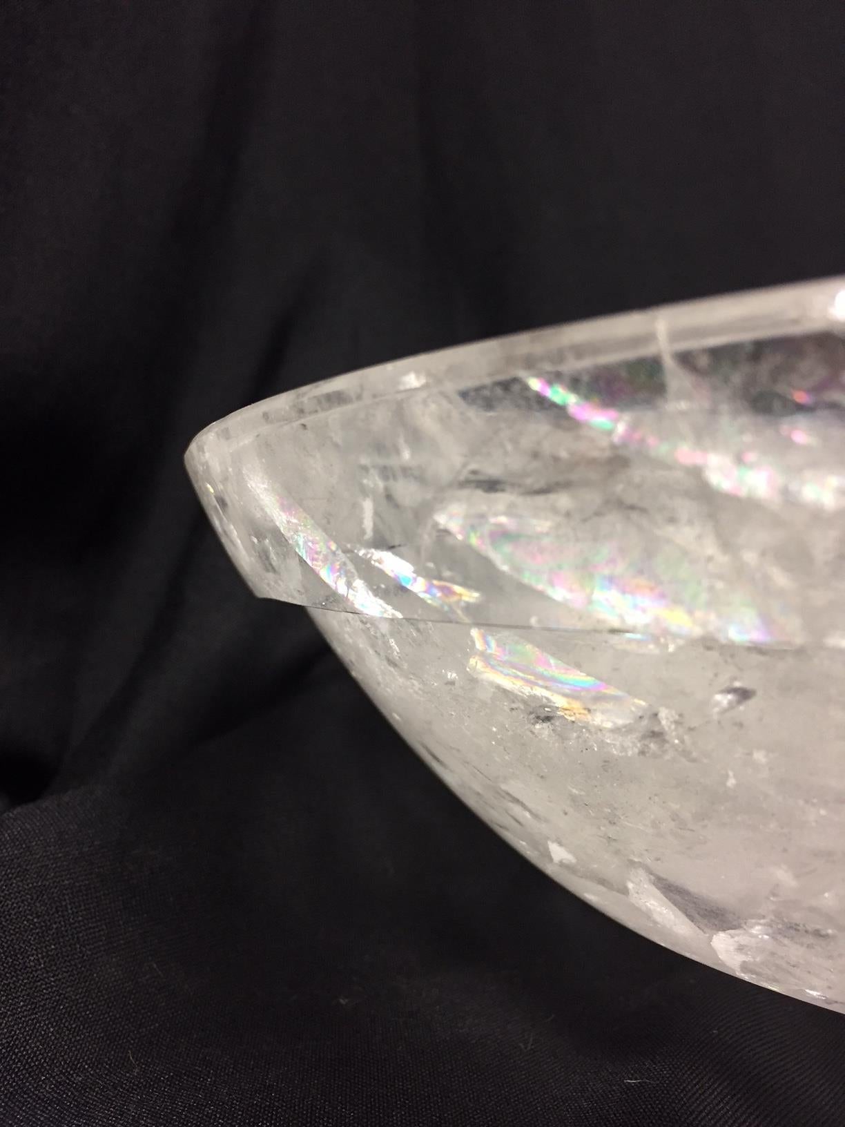 Pair of Modern Style Hand Carved Rock Crystal Bowls For Sale 1