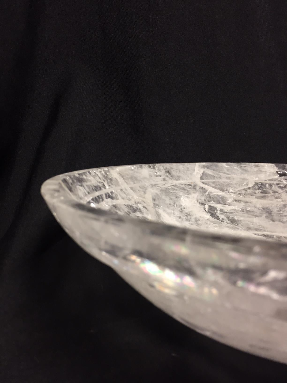 Pair of Modern Style Hand Carved Rock Crystal Bowls For Sale 2