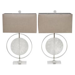 Pair of Modern Style Rock Crystal Disk Lamp