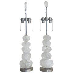 Pair of Modern Style Rock Crystal Lamps