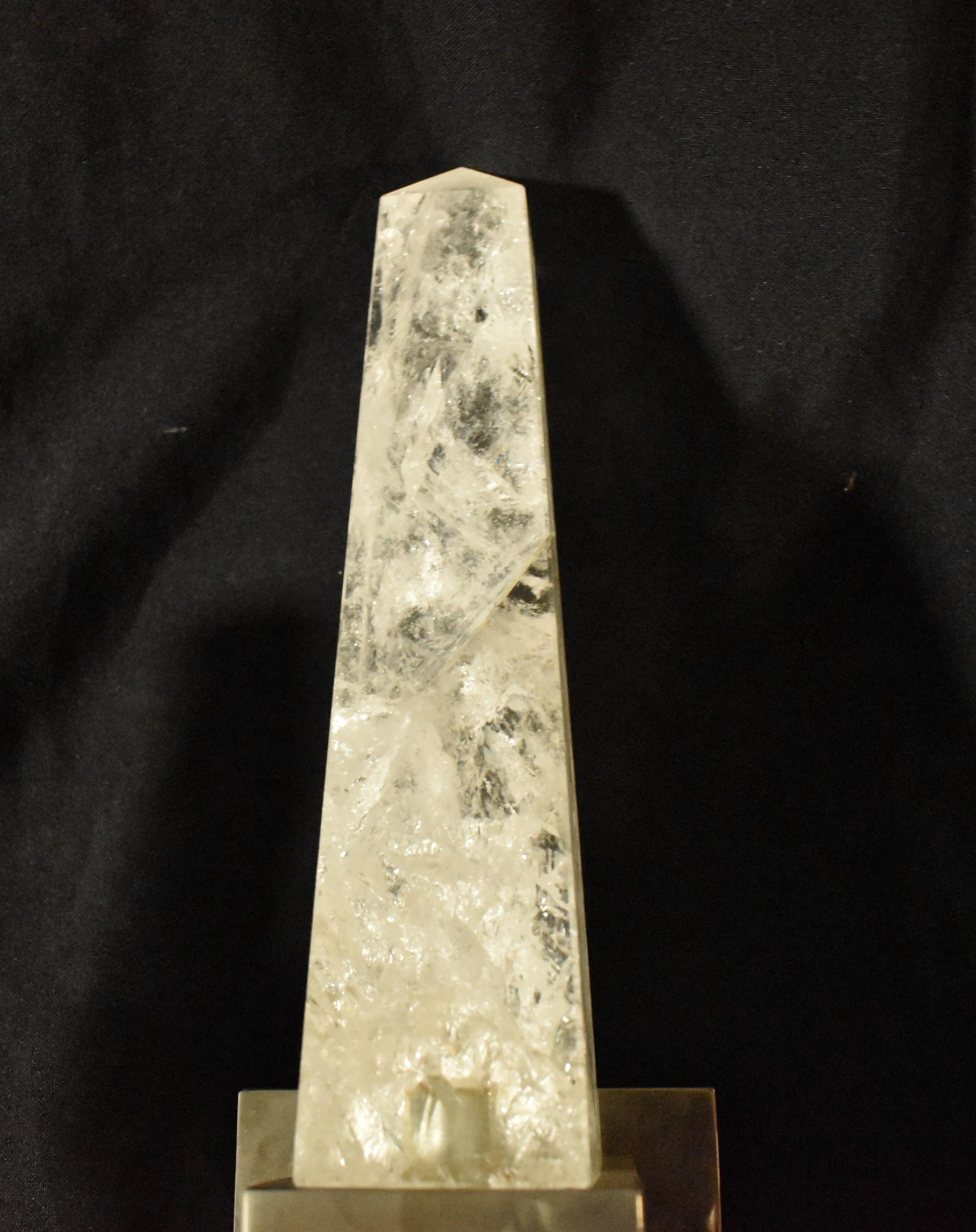 Pair of Modern Style Rock Crystal Obelisk Sconces For Sale 3
