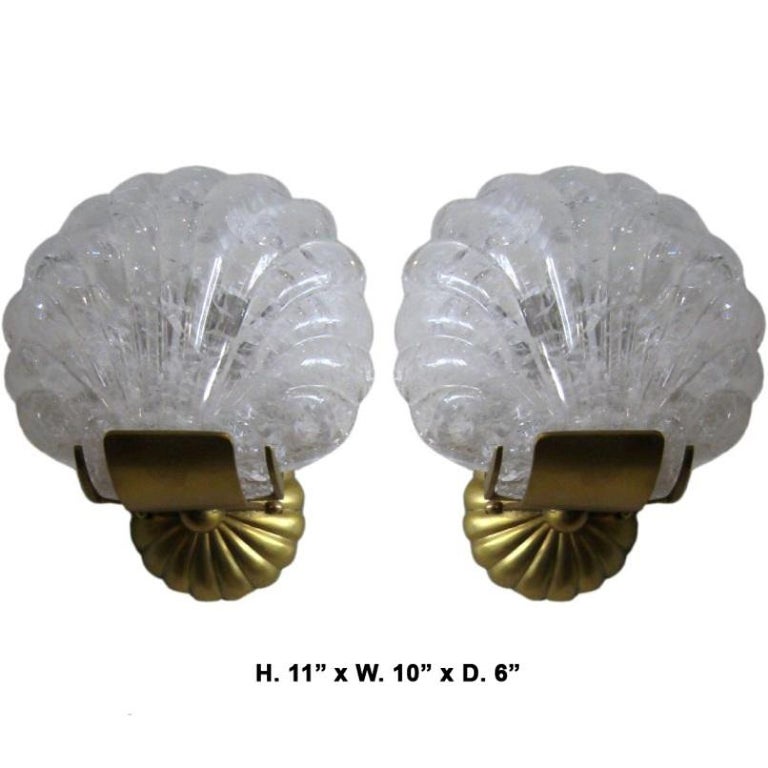 Pair of Modern Style Rock Crystal Shell Sconces For Sale at 1stDibs