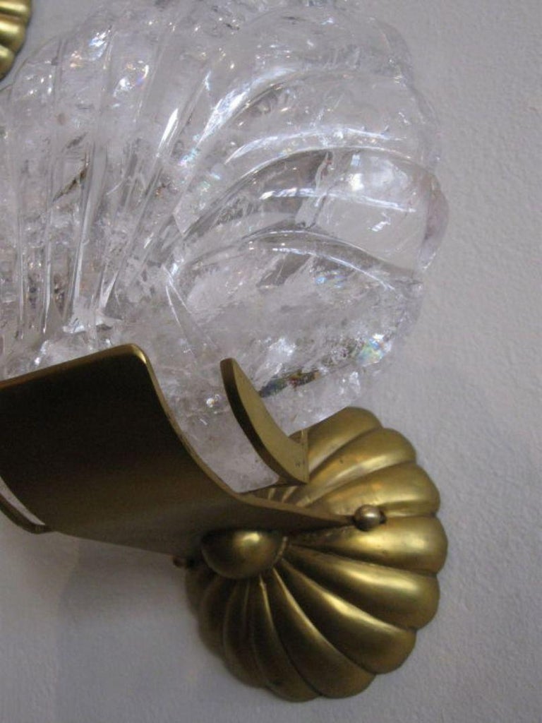 Pair of Modern Style Rock Crystal Shell Sconces For Sale at 1stDibs