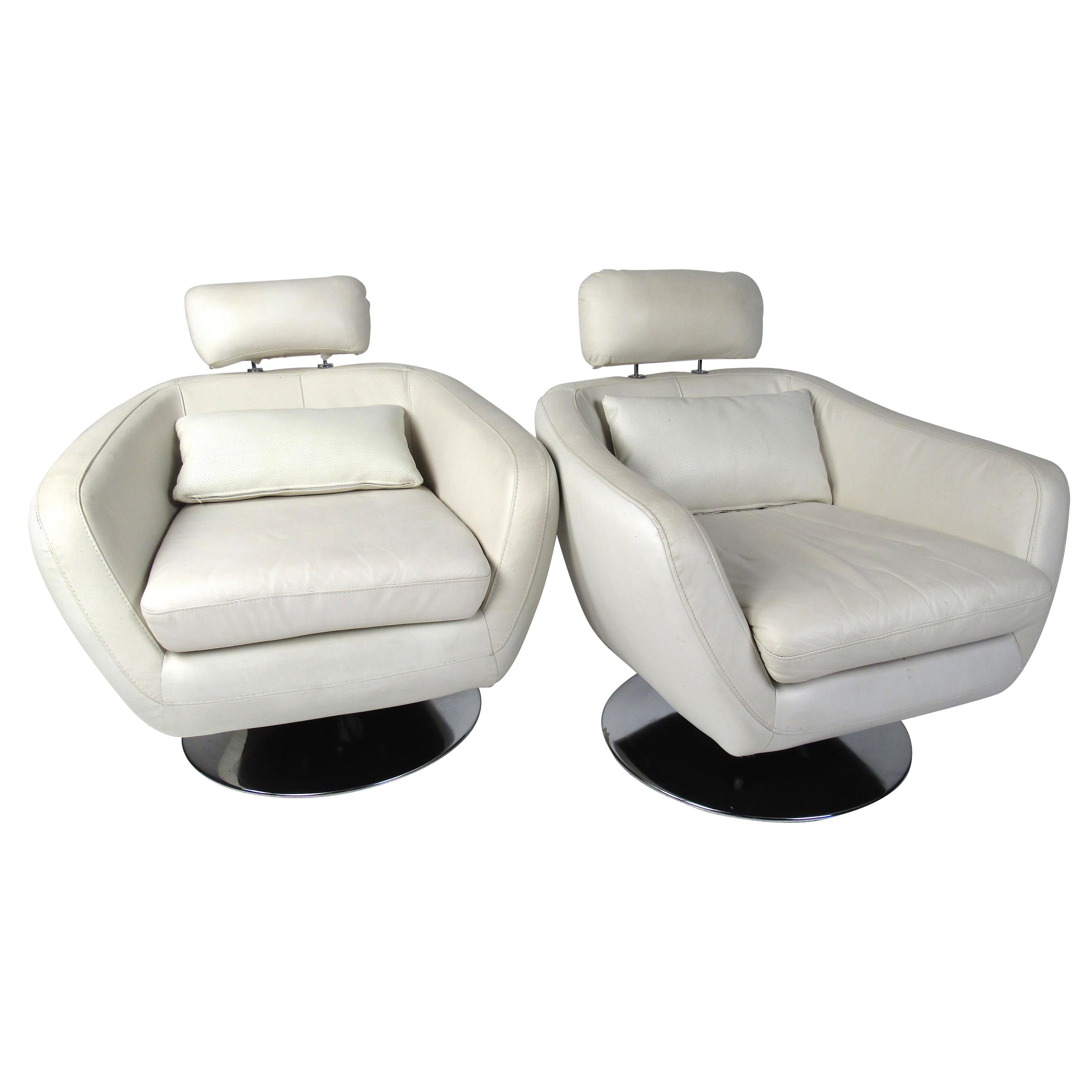 Pair of Modern Style Swivel Lounge Chairs
