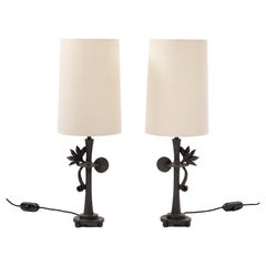 Paire de lampes de table modernes en bronze stylisé par Nicolas de Waël pour Fondica 1990