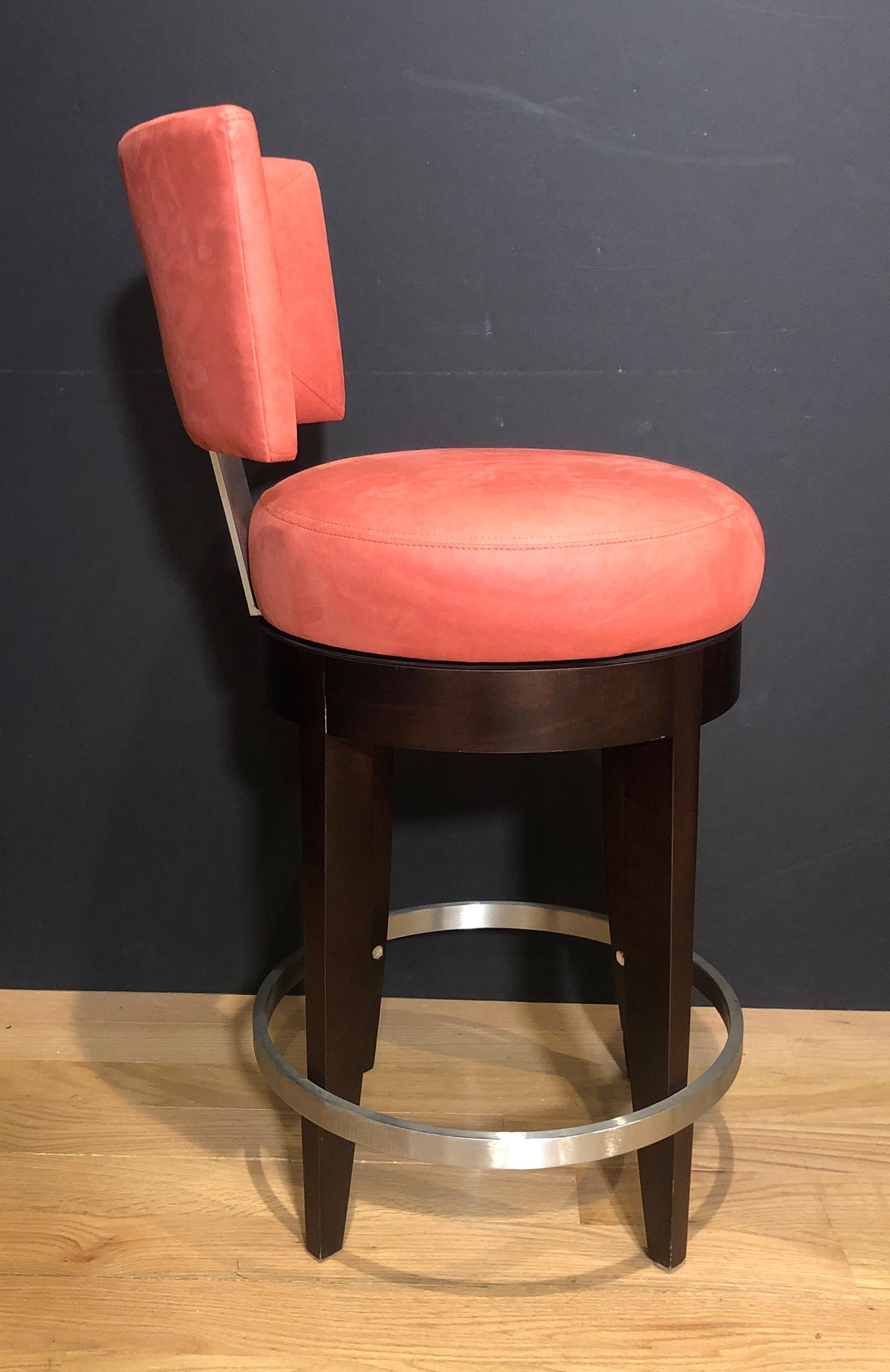 Pair of Modern Swivel Counter Stools By Evanson Studios In Good Condition In Norwood, NJ
