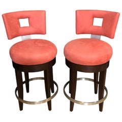 Pair of Modern Swivel Counter Stools By Evanson Studios