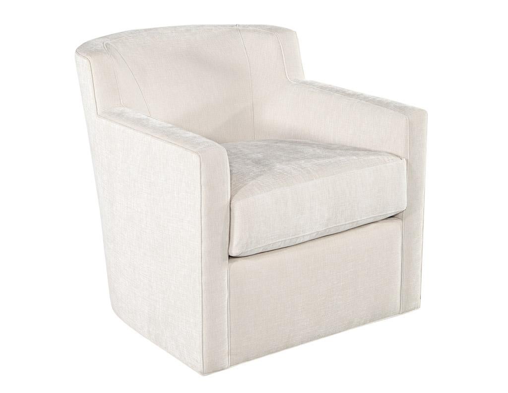 Pair of Modern Swivel Lounge Chairs For Sale 5